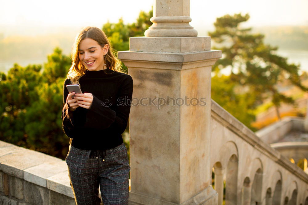 Similar – Image, Stock Photo Young content model on terrace