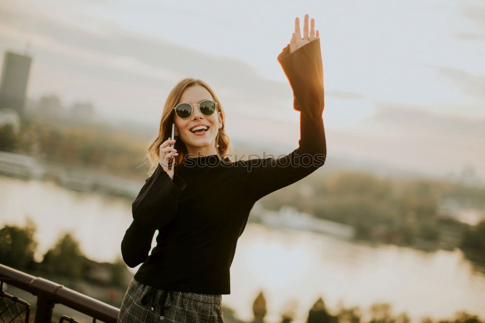 Similar – Image, Stock Photo Happy woman with a joyful smile