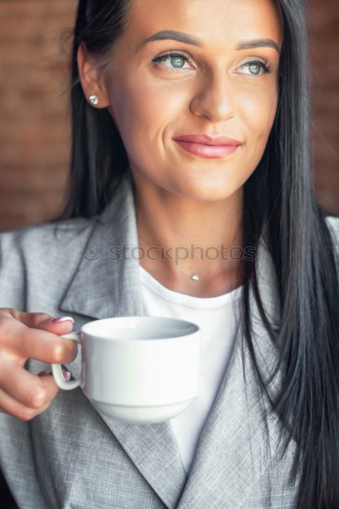 Similar – Image, Stock Photo Woman drinking cup of coffee