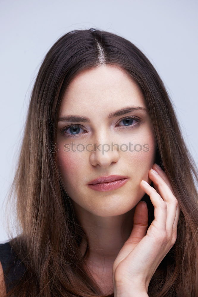 Similar – Portrait of beautiful redhead against green background