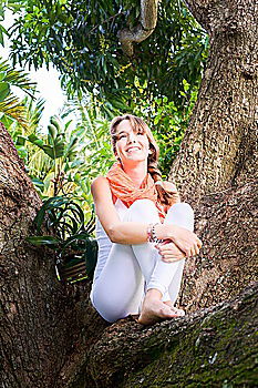 Similar – Image, Stock Photo Woman showing tree to child
