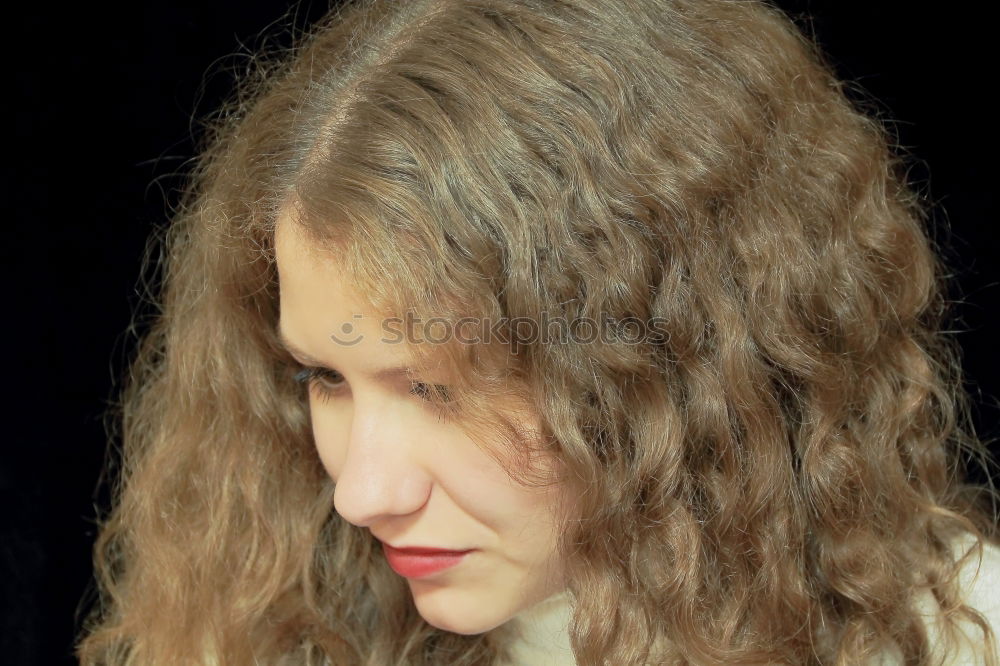 Similar – Young natural woman with freckles and wild curly hair looking at the camera