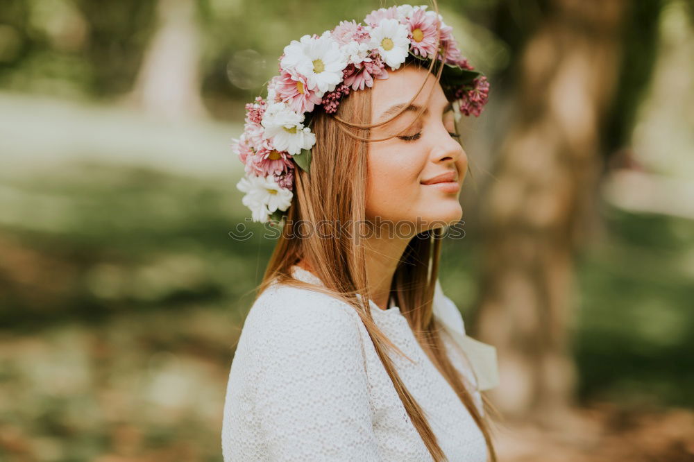 Similar – Image, Stock Photo Stylish model in autumnal wood