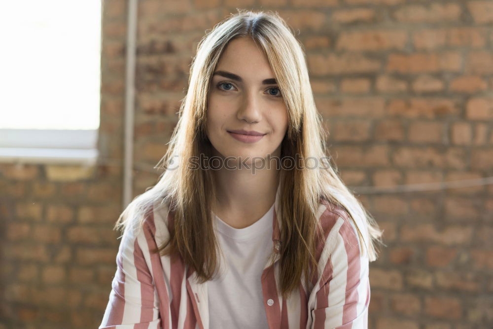 Similar – Blonde woman with nose piercing