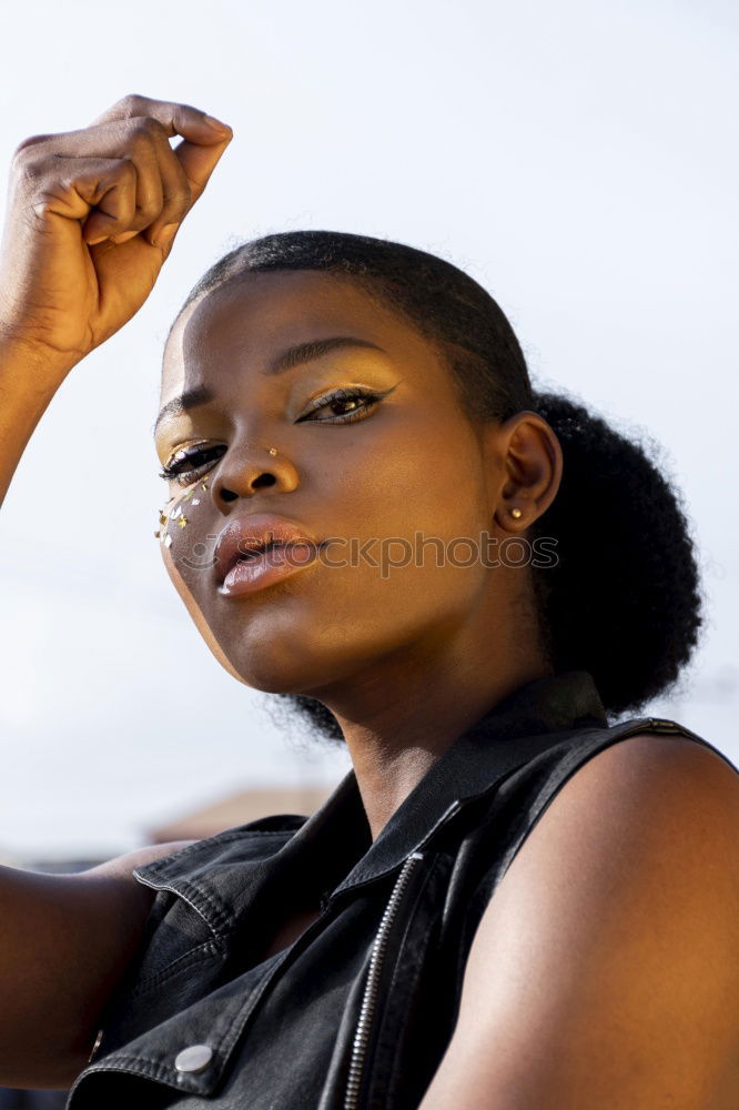 Similar – Woman with hat and colorful braids