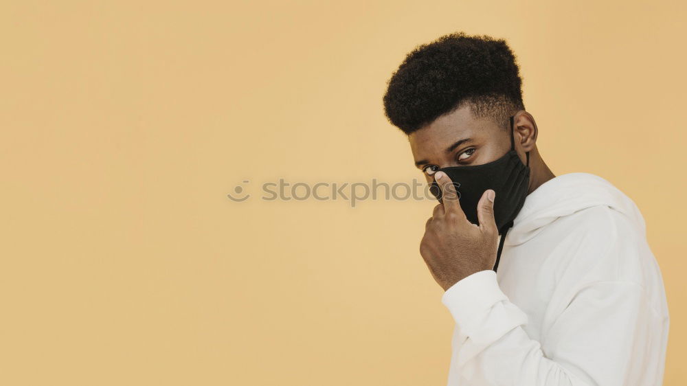 Similar – Image, Stock Photo Portrait of handsome afro man using his mobile.