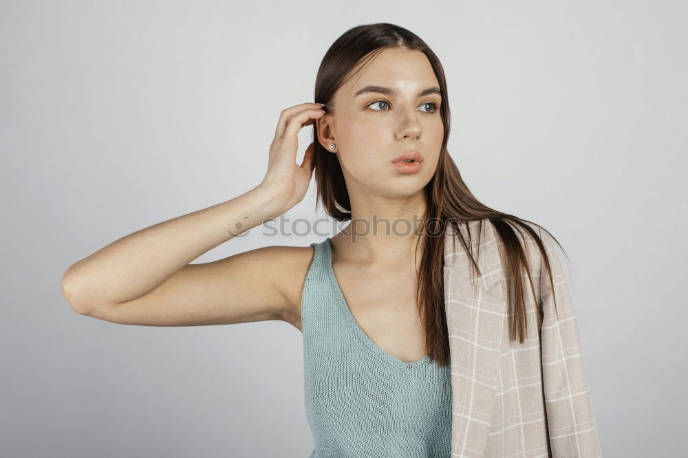 Similar – Young beautiful girl looking anxious