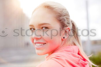 Similar – Attractive woman out exercising in glowing light