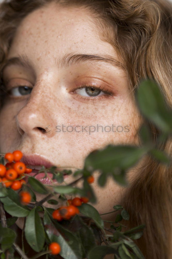 Similar – Image, Stock Photo Lifestyle portrait of happy young adult woman enjoying flowers