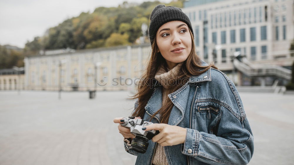 Similar – Image, Stock Photo Pretty woman posing in winter town