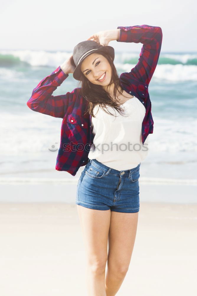 Similar – Image, Stock Photo Beautiful happy young woman with blue eyes smiling outdoors