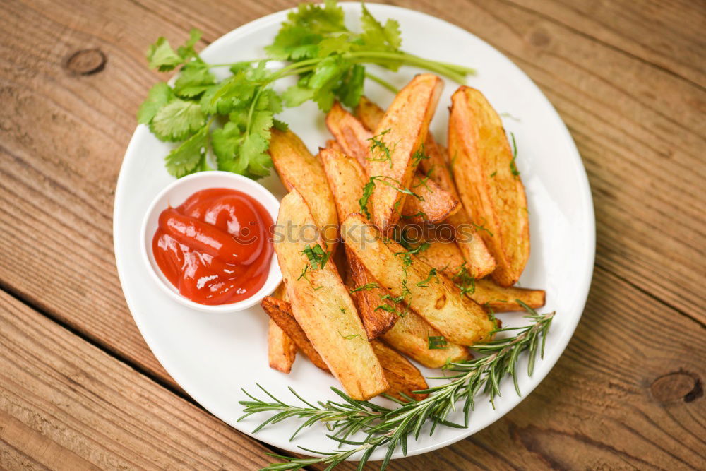 French fries salad Food