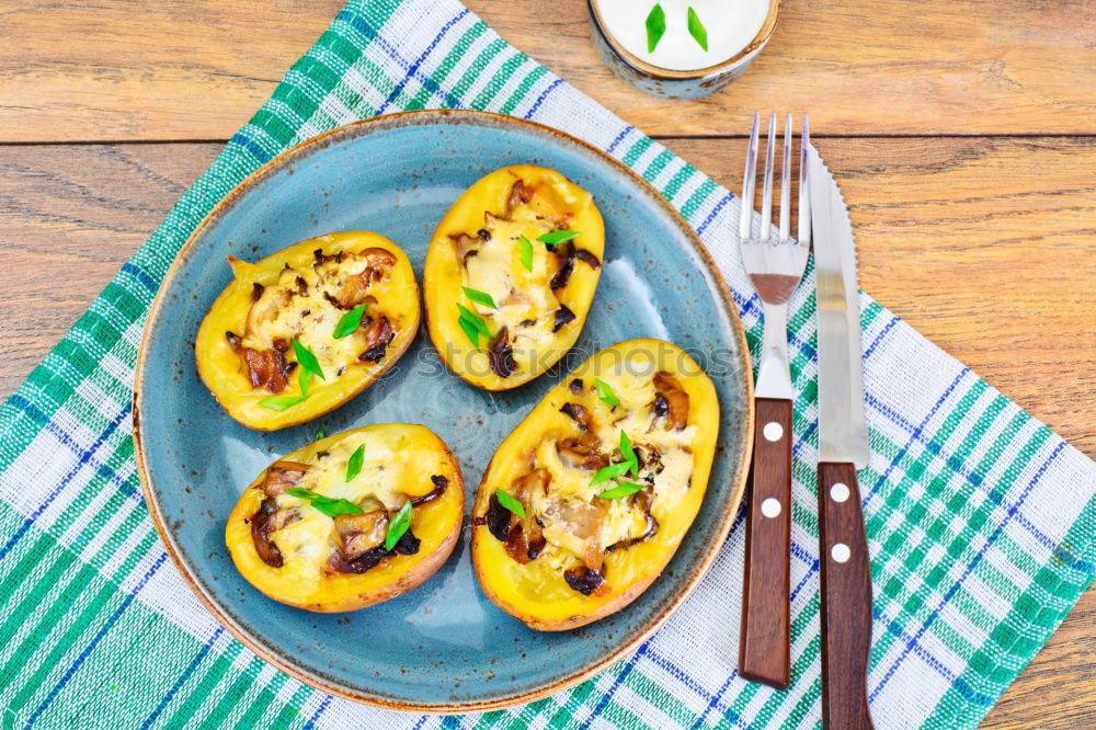 Similar – Image, Stock Photo Casserole dish with peaches and honey