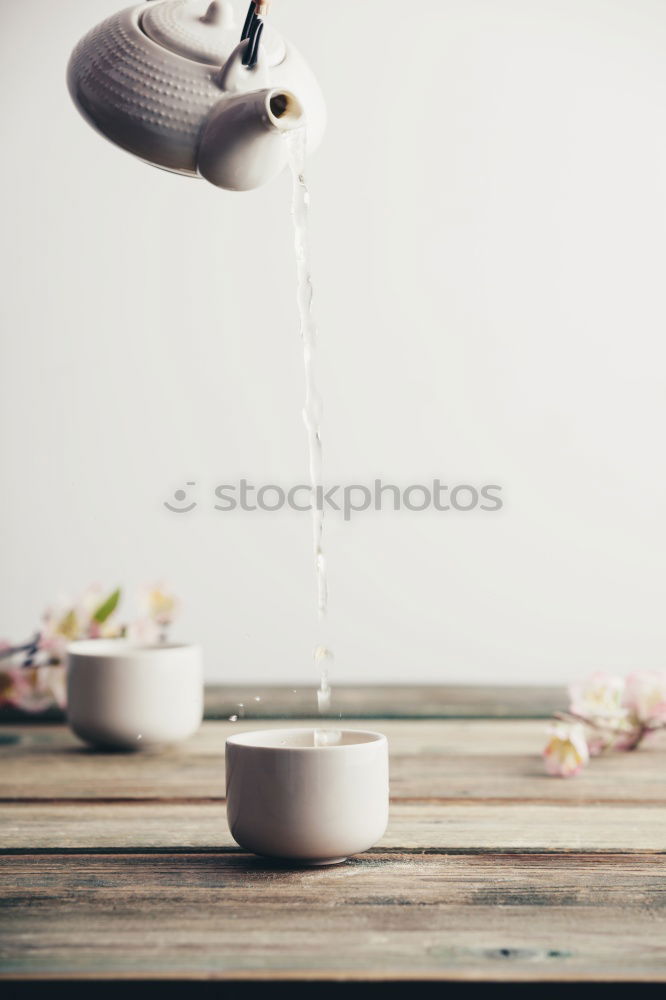 Similar – Image, Stock Photo Red tea with sugar and cookies on a wooden table