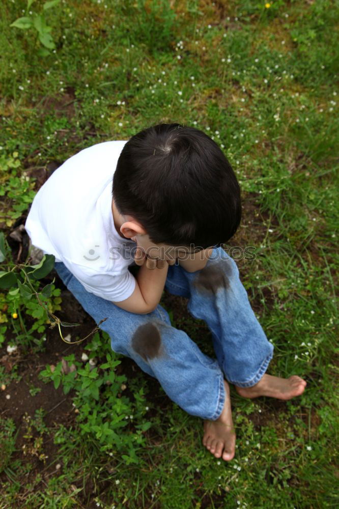 Similar – Image, Stock Photo little boy points to the path where he has discovered something