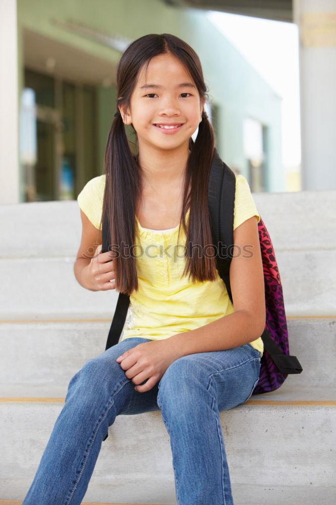 Similar – Image, Stock Photo Adorable preteen girl