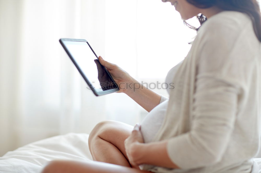 Similar – woman on bed enjoying a cup of coffee. morning