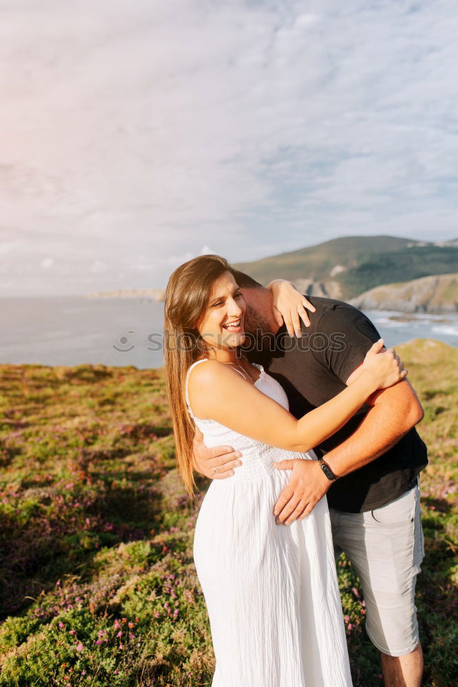 Image, Stock Photo Cheerful couple posing on nature