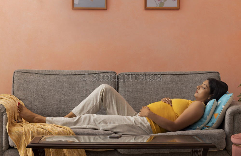 Similar – Image, Stock Photo Young black lady sleeping on sofa at home