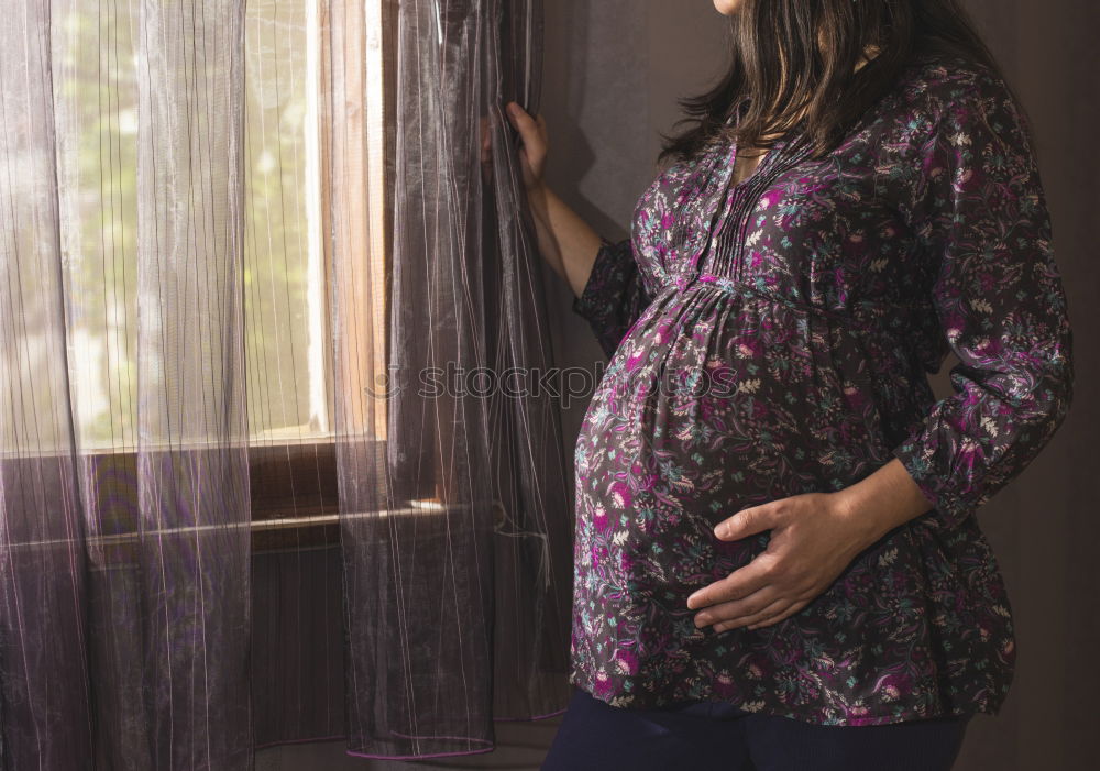 Image, Stock Photo Pregnant women to the window.