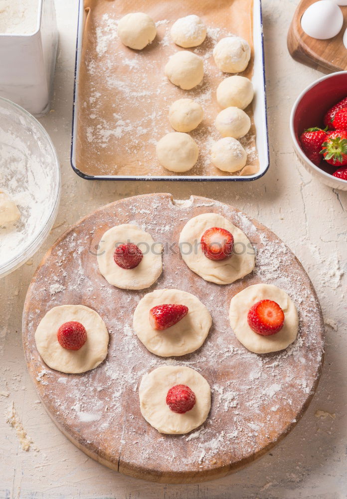 Similar – Image, Stock Photo Delicious tartlets with raspberries and blueberries