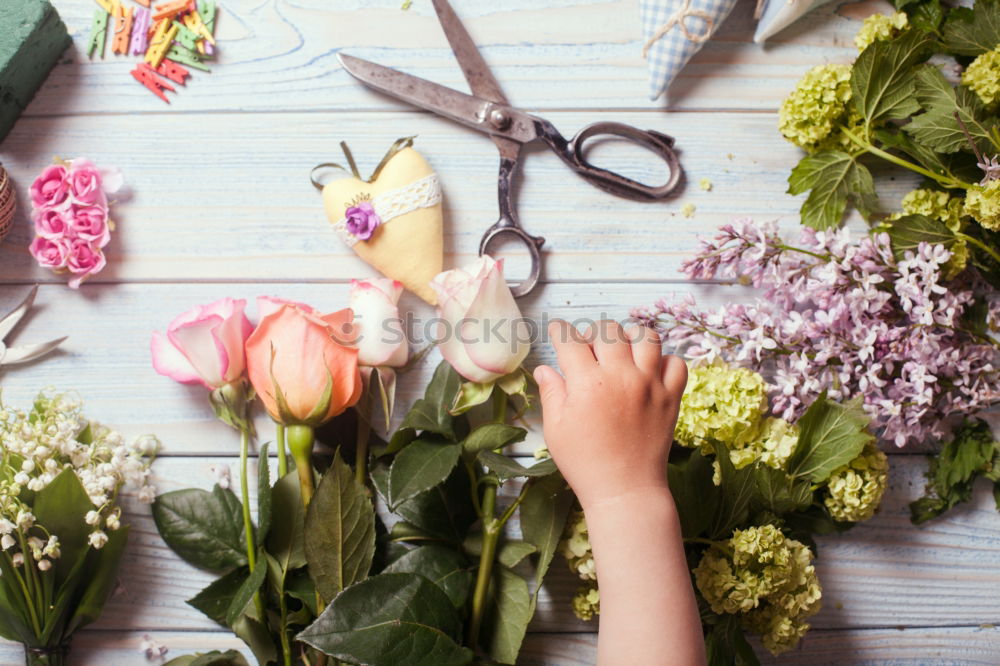 Similar – Image, Stock Photo Packing the bouquet, step by step 3