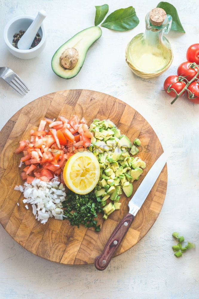 Similar – Fry salmon fillet with dill, lemon, oil and tomatoes