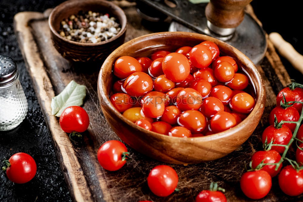 Similar – spaghetti and red cherry tomatoes