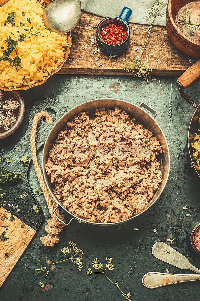 Similar – Image, Stock Photo Vegan lentil soup in bowl with spoon