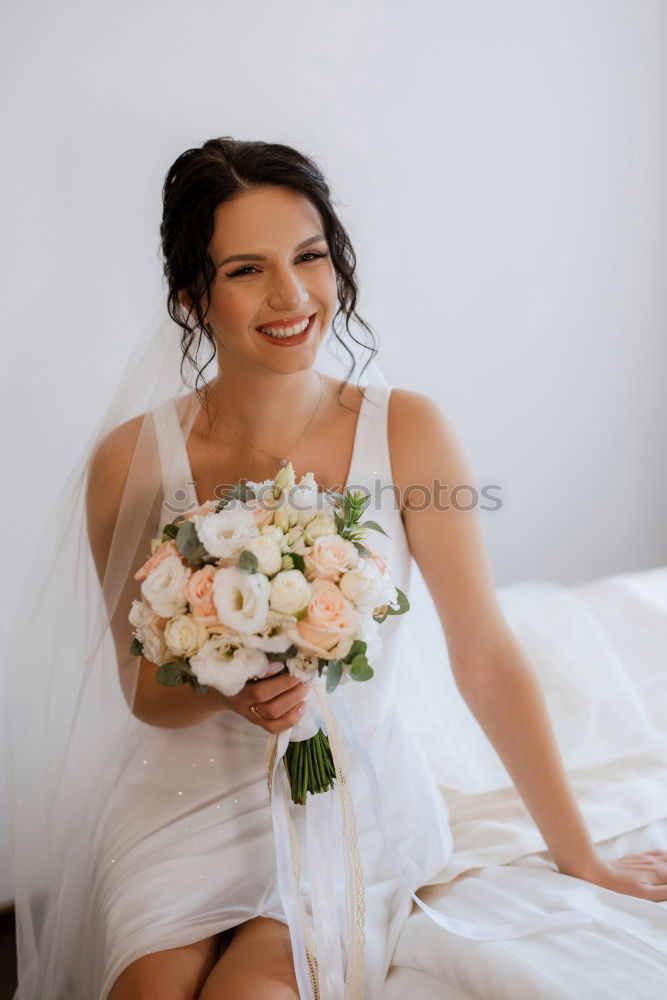 Similar – Image, Stock Photo Bride trying on wedding dress.