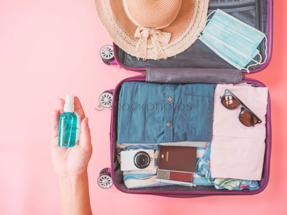 Similar – Image, Stock Photo Packed suitcase for the beach holiday