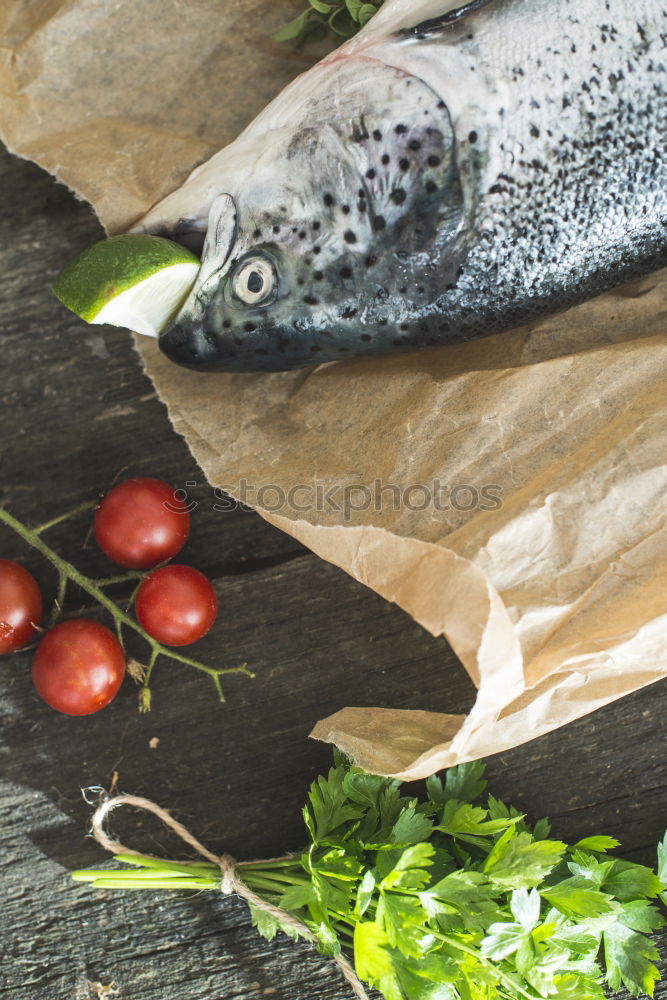 Similar – Image, Stock Photo Preparing whole salmon fish for cooking