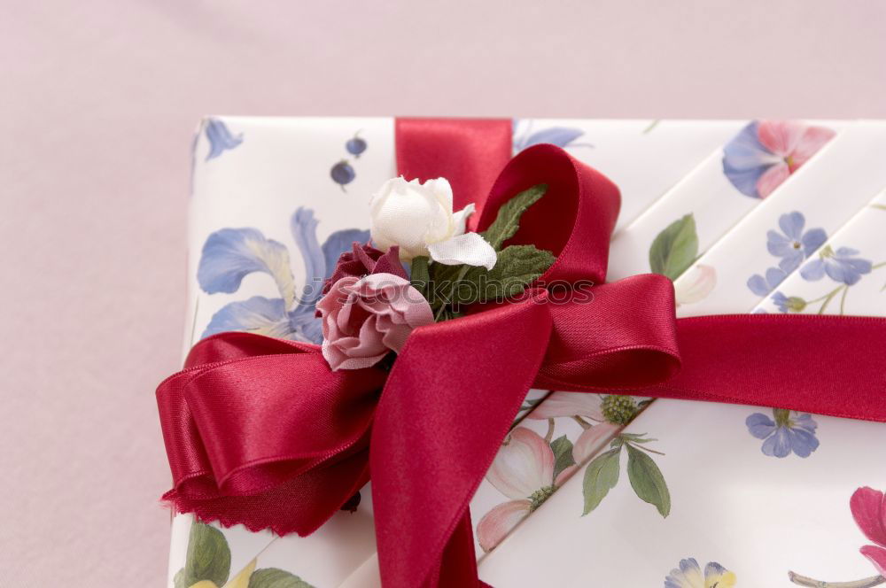 Similar – Image, Stock Photo Gift box, wrapped in recycled paper and red bow