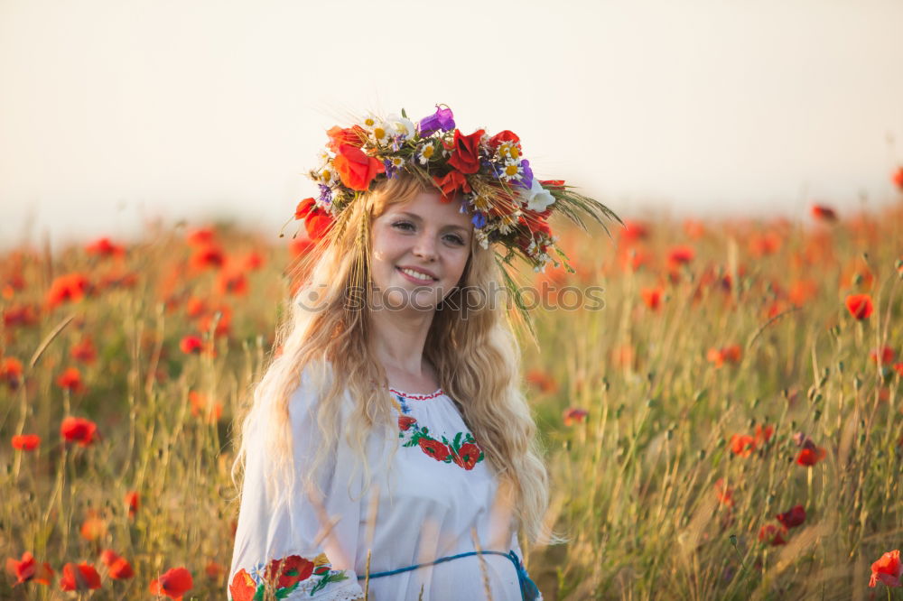 Similar – Image, Stock Photo Happy woman with red hair and yellow dress