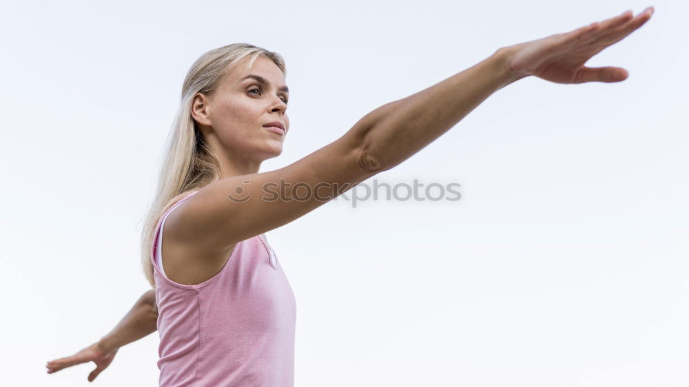 Similar – Image, Stock Photo Concentrated woman running through field