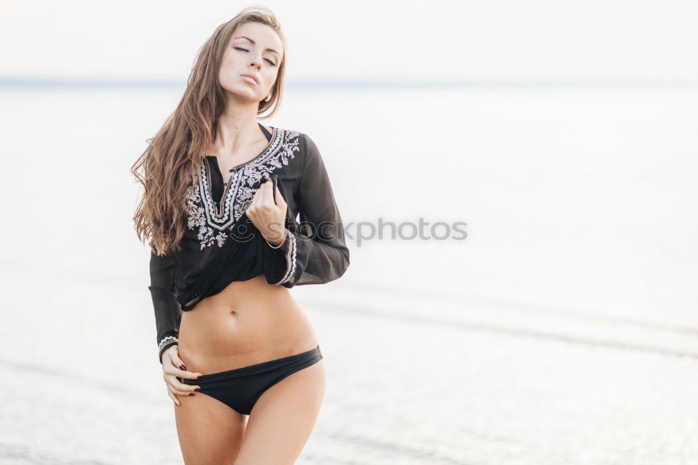 Image, Stock Photo Portrait of a young fit beautiful healthy blonde woman posing