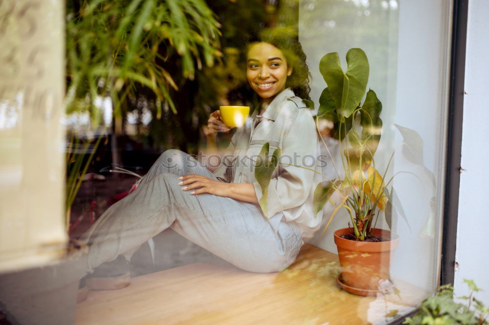 Similar – Image, Stock Photo Woman gardener, planting cactus plant in a pot