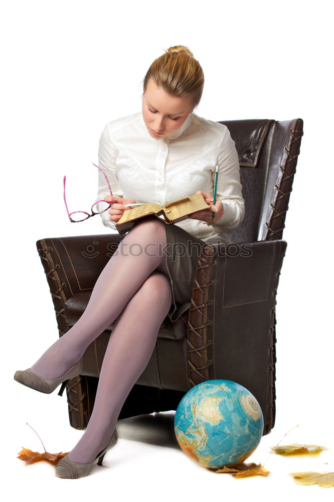 Similar – Girl sitting by the map in classroom