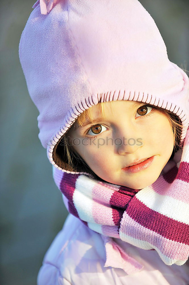 Similar – Image, Stock Photo Close-up potrait of adorable little girl wearing sun hat