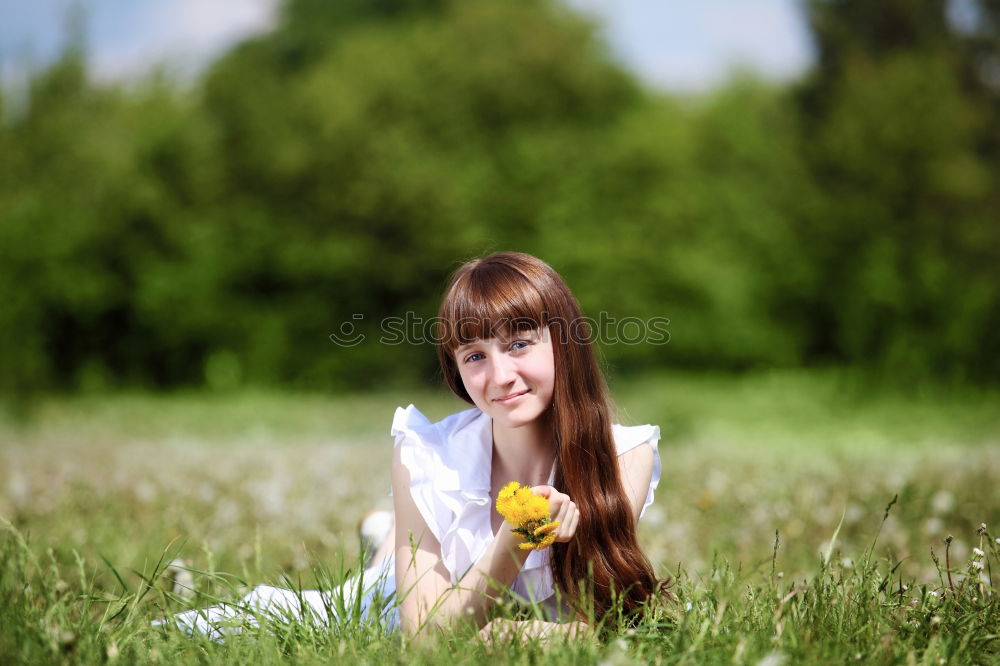 Similar – Image, Stock Photo young woman rest in the park smiling with a dandelion