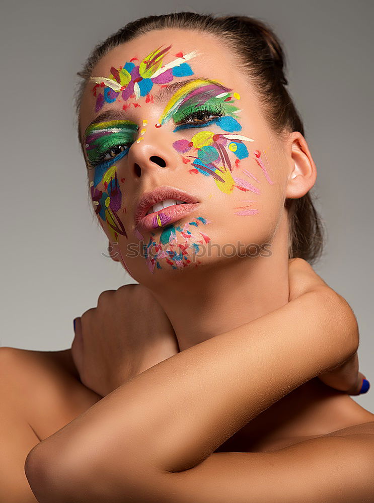 Similar – Image, Stock Photo young blonde woman with curls and face paint