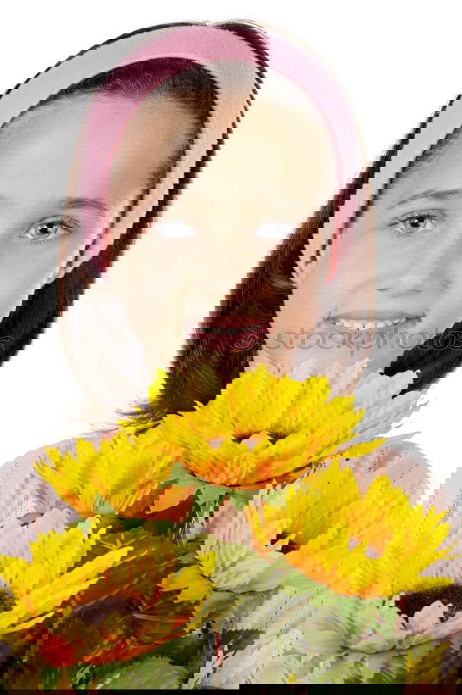 Similar – Image, Stock Photo For you! | Girl with dandelion bouquet