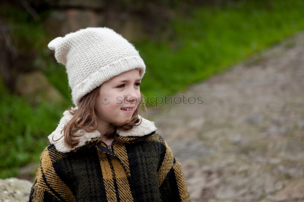 Similar – Image, Stock Photo Beautiful girl with wool hat at winter