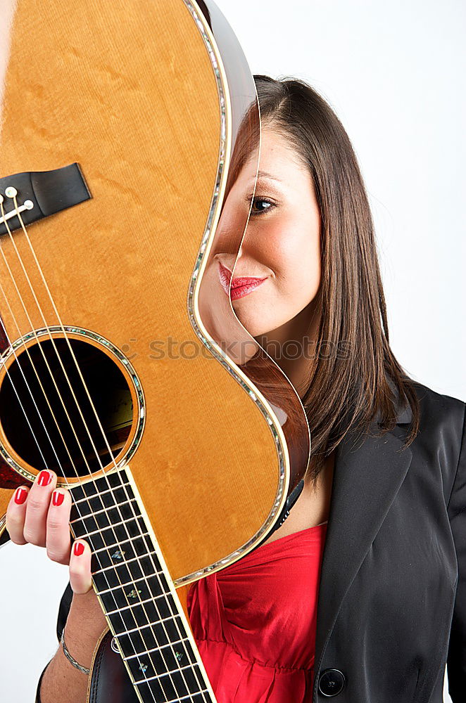 Similar – Image, Stock Photo Vibration | Guitar Pages II Young Woman Playing Guitar