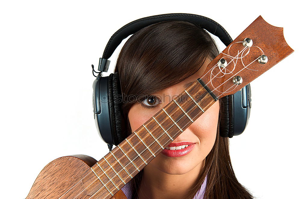 Similar – Image, Stock Photo Vibration | guitar pages. Young woman holding guitar