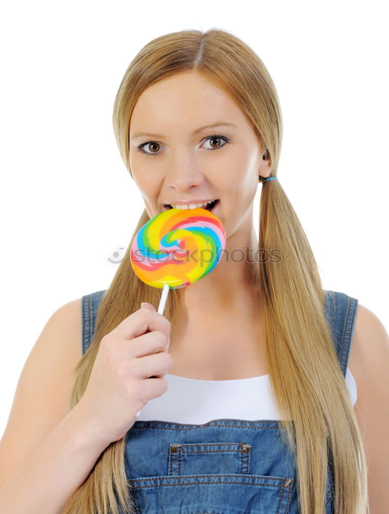 Similar – Image, Stock Photo Adolescent with Bubble gum