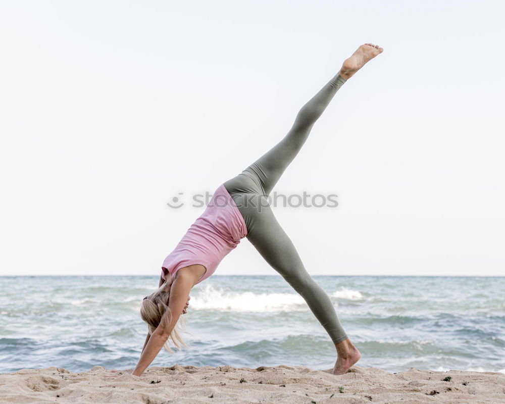 Similar – Image, Stock Photo African American woman doing yoga exercise on beach