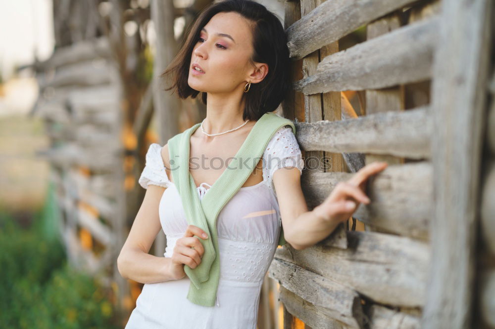 Similar – Image, Stock Photo Happy young blond woman walking down the street.