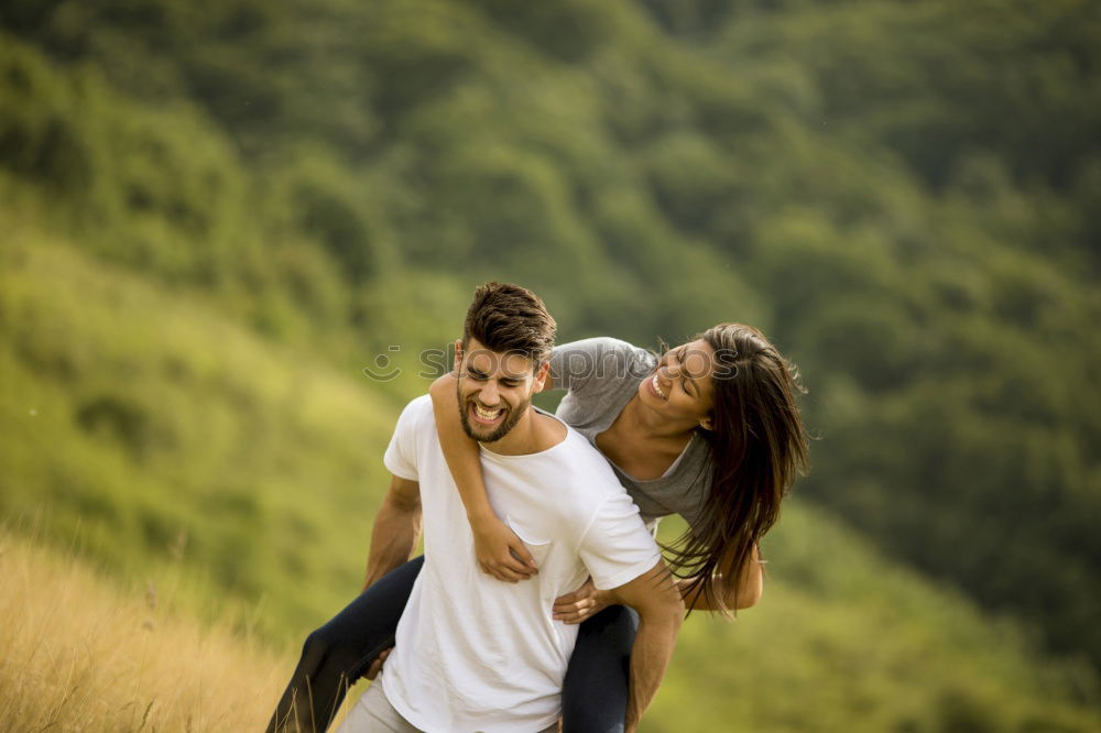 Similar – happy lovers on Holiday in the alps mountains