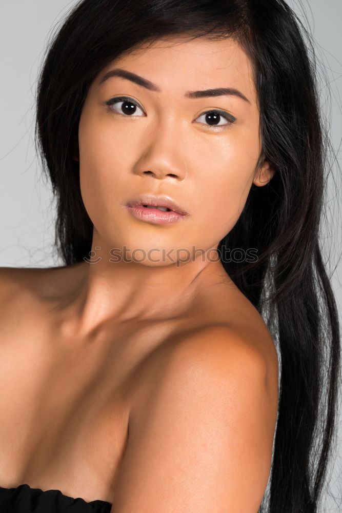 Similar – Image, Stock Photo Young Asian woman with posing in studio with hat